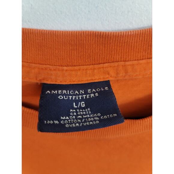 American Eagle Men’s Short Sleeve Outfitters Orange T-Shirt Size L - Picture 3 of 4